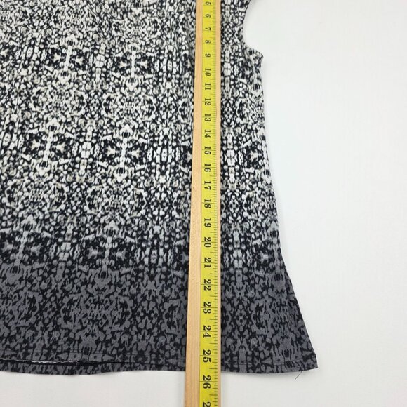 Rose & Olive Tie-Back Sleeveless Knit Top Size L Black & White Abstract Print - Picture 8 of 15